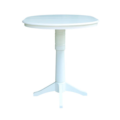 36" Round Top Pedestal Table With 12" Leaf - 28.9"H - Dining Height, White