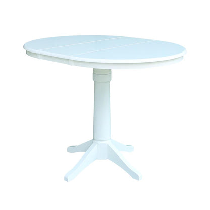 36" Round Top Pedestal Table With 12" Leaf - 28.9"H - Dining Height, White