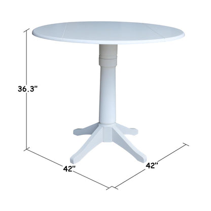 42 In Round dual drop Leaf Pedestal Table - 36.3 "H