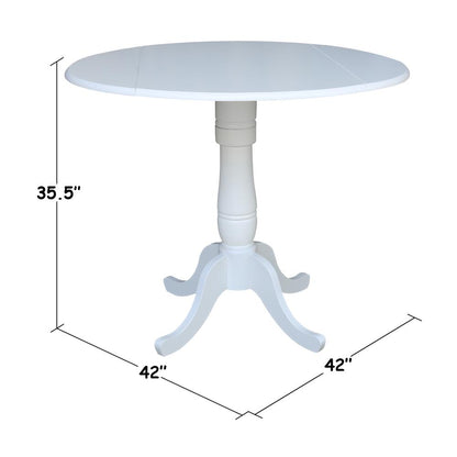 42 In Round dual drop Leaf Pedestal Table - 35.5 "H