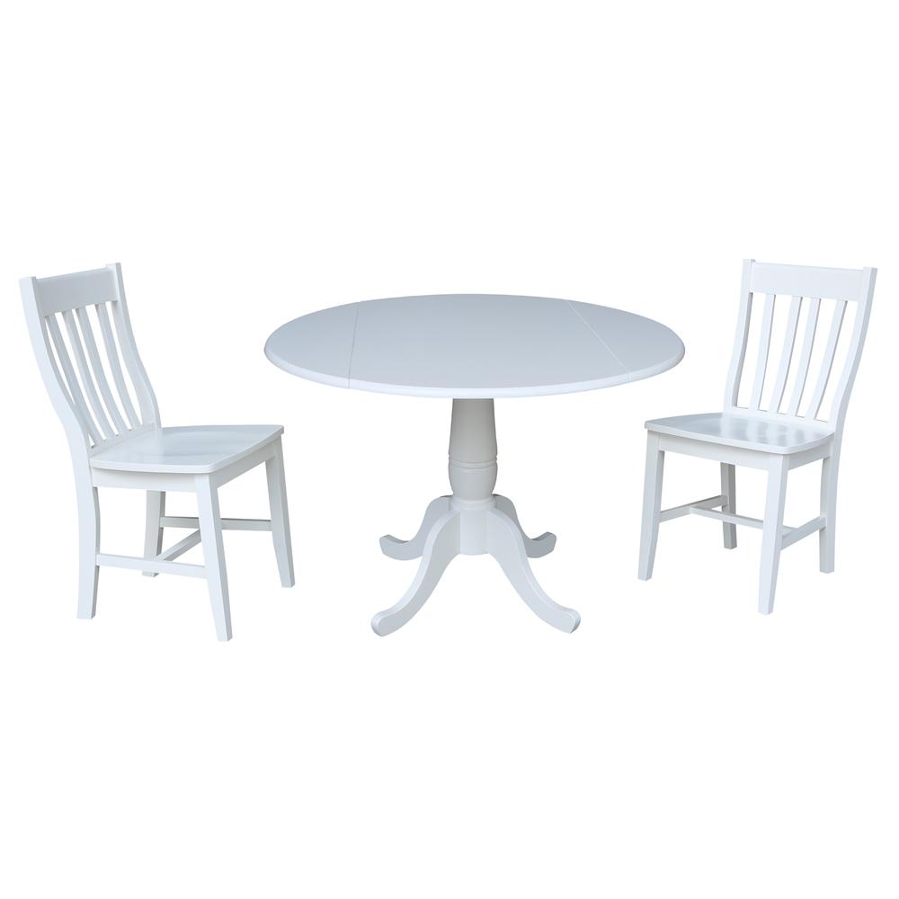 42 In Round Top Pedestal Table with 2 Chairs