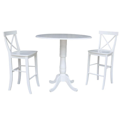 42 In Round Pedestal Bar Height Table with 2 Bar Height Stools