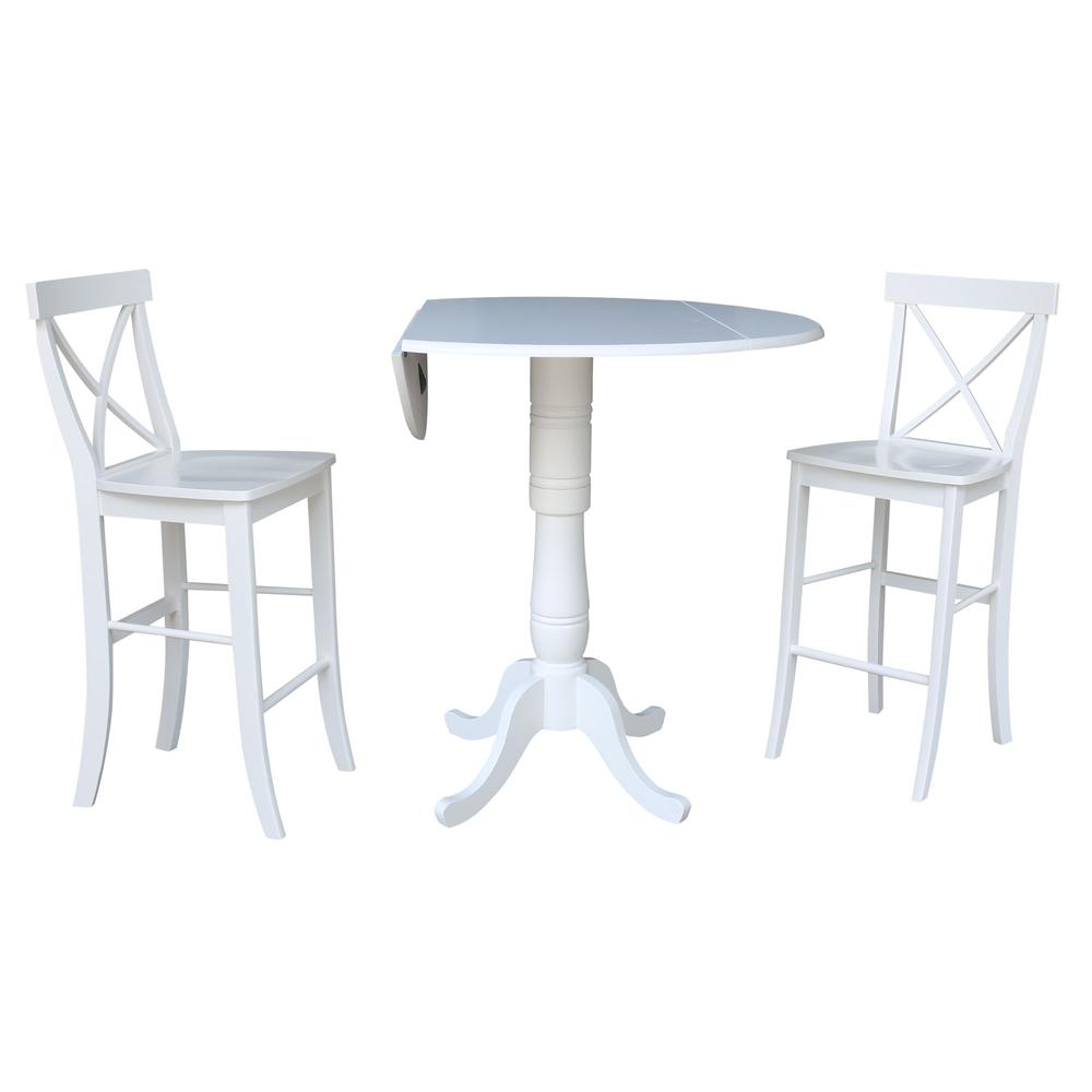 42 In Round Pedestal Bar Height Table with 2 Bar Height Stools
