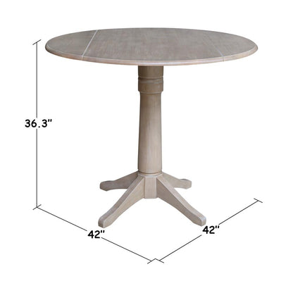 42" Round Dual Drop Leaf Pedestal Table - 36.3"H