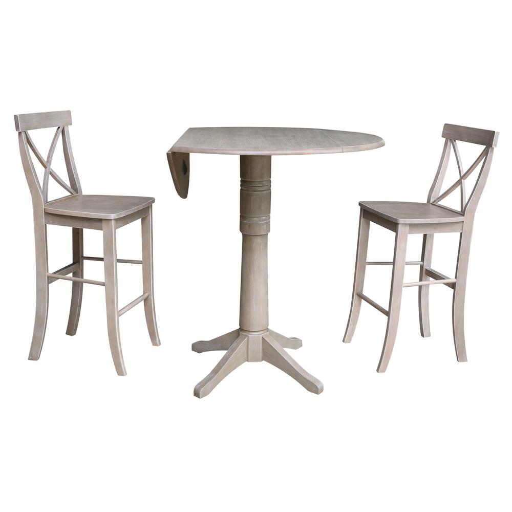 42" Round Pedestal Bar Height Table with 2 Bar Height Stools