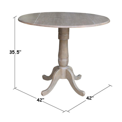 42" Round Dual Drop Leaf Pedestal Table - 35.5"H