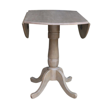 42" Round Dual Drop Leaf Pedestal Table - 35.5"H