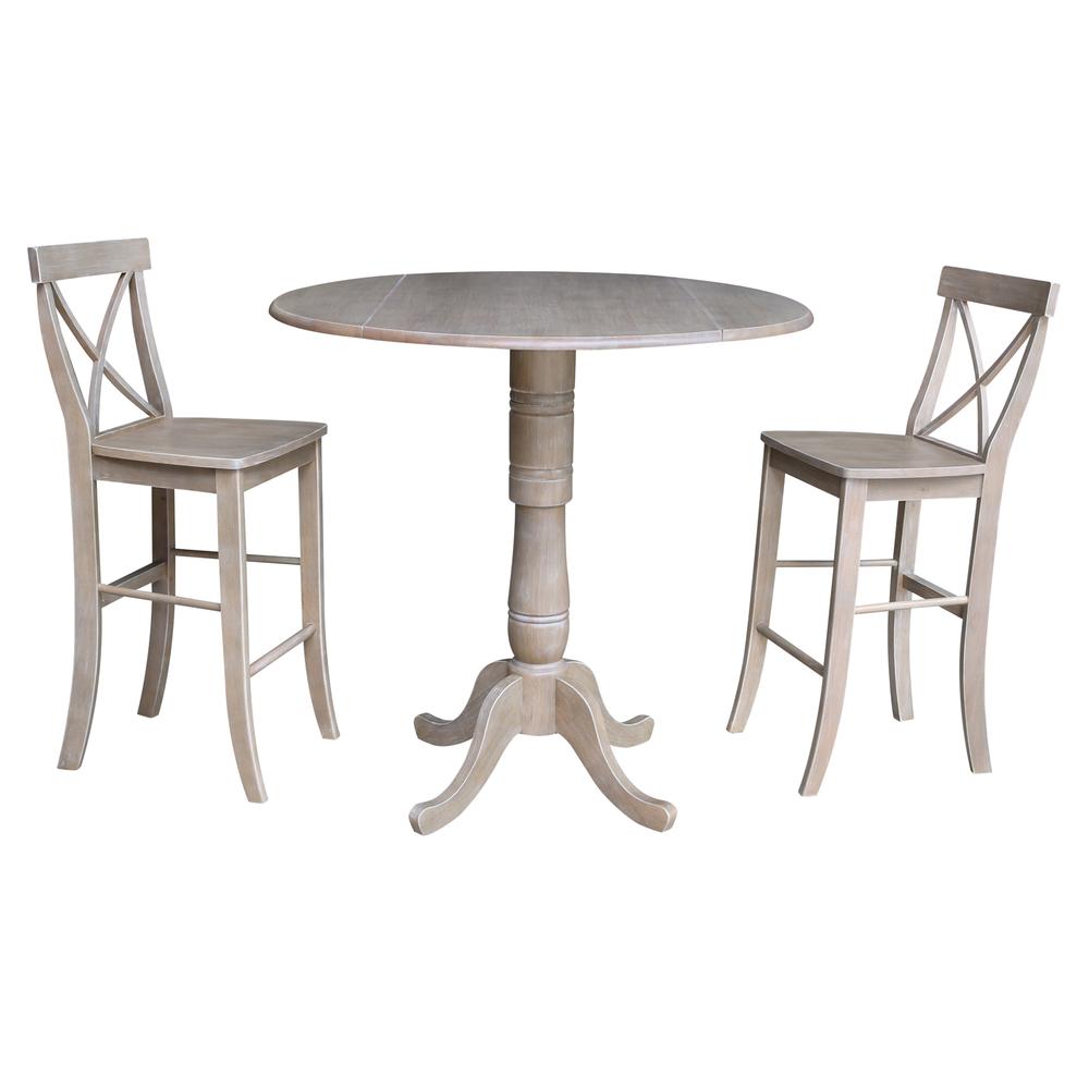 42" Round Pedestal Bar Height Table with 2 Bar Height Stools