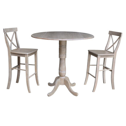 42" Round Pedestal Bar Height Table with 2 Bar Height Stools