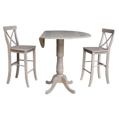 42" Round Pedestal Bar Height Table with 2 Bar Height Stools