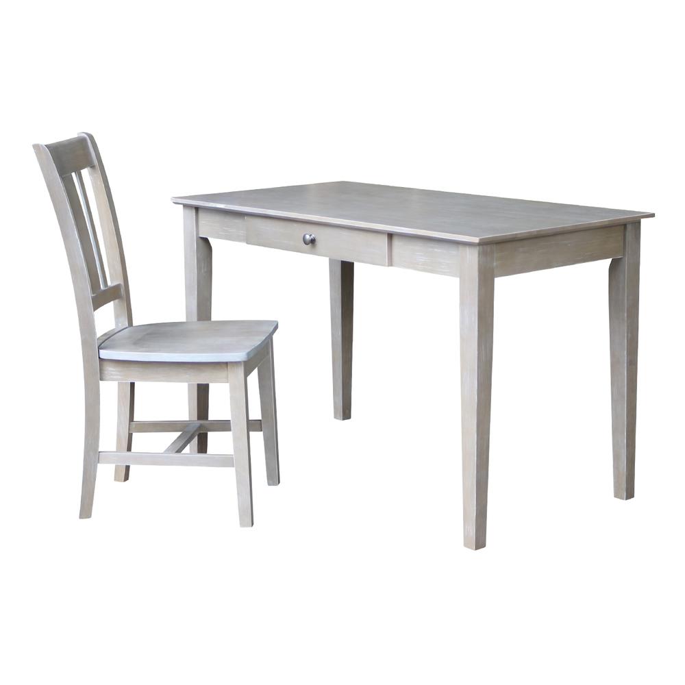Desk With Drawer - Basic Size And Chair, Washed Gray Taupe