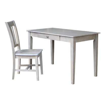 Desk With Drawer - Basic Size And Chair, Washed Gray Taupe