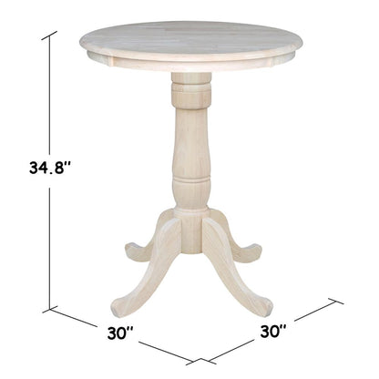 30" Round Top Pedestal Table - 34.9"H
