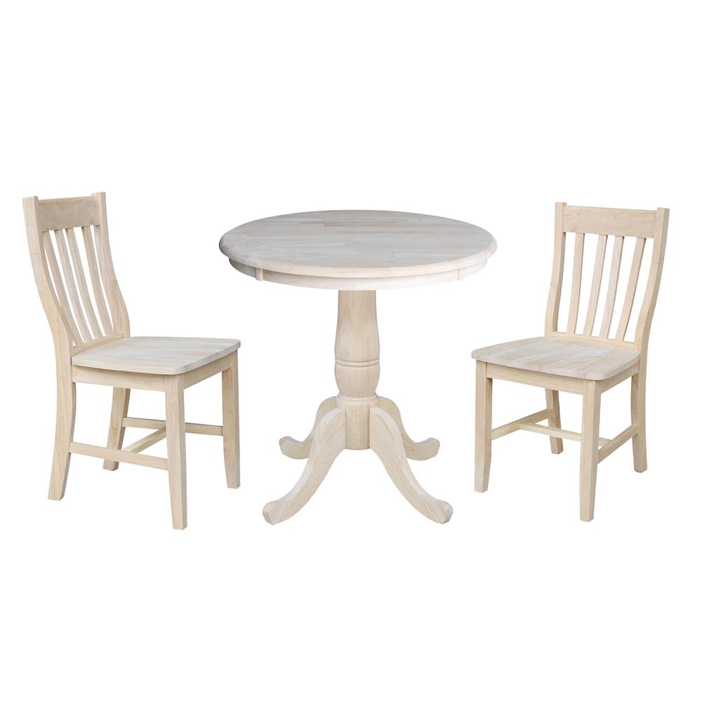 30" Round Top Pedestal Table - With 2 C08-61 Chairs