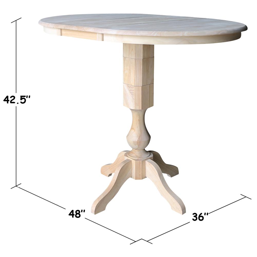 36" Round Top Pedestal Table With 12" Leaf - 34.9"H - Dining or Counter Height, Unfinished