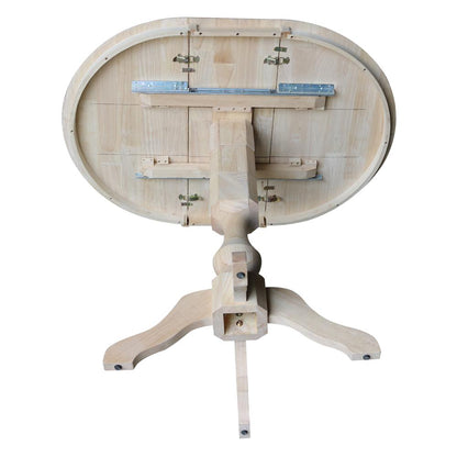 36" Round Top Pedestal Table With 12" Leaf - 34.9"H - Dining or Counter Height, Unfinished