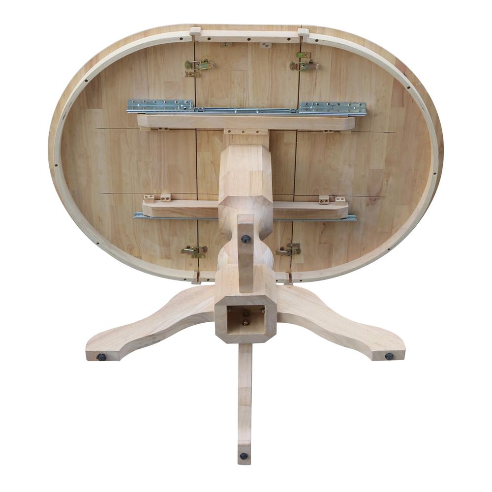 36" Round Top Pedestal Table With 12" Leaf - 34.9"H - Dining or Counter Height, Unfinished