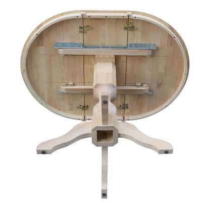 36" Round Top Pedestal Table With 12" Leaf - 34.9"H - Dining or Counter Height, Unfinished