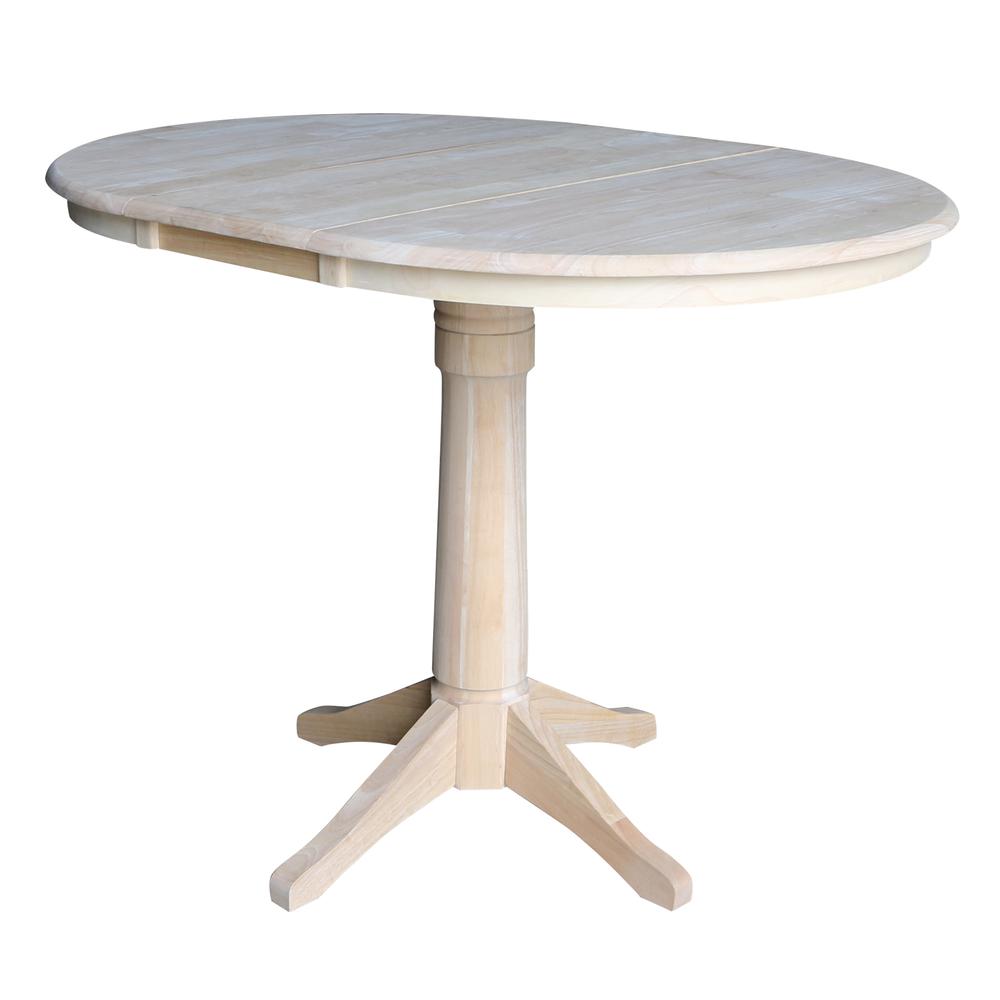 36" Round Top Pedestal Table With 12" Leaf - 28.9"H - Dining Height, Unfinished