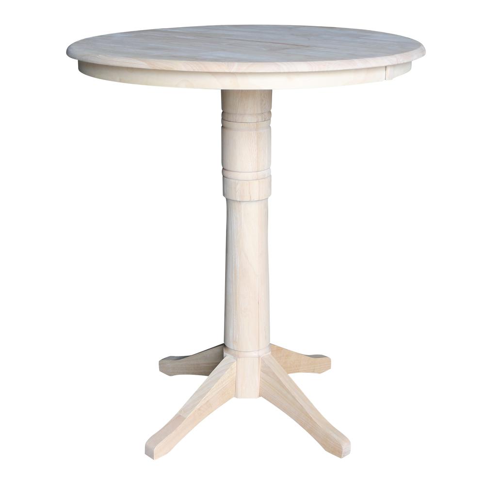 36" Round Top Pedestal Table With 12" Leaf - 28.9"H - Dining Height, Unfinished