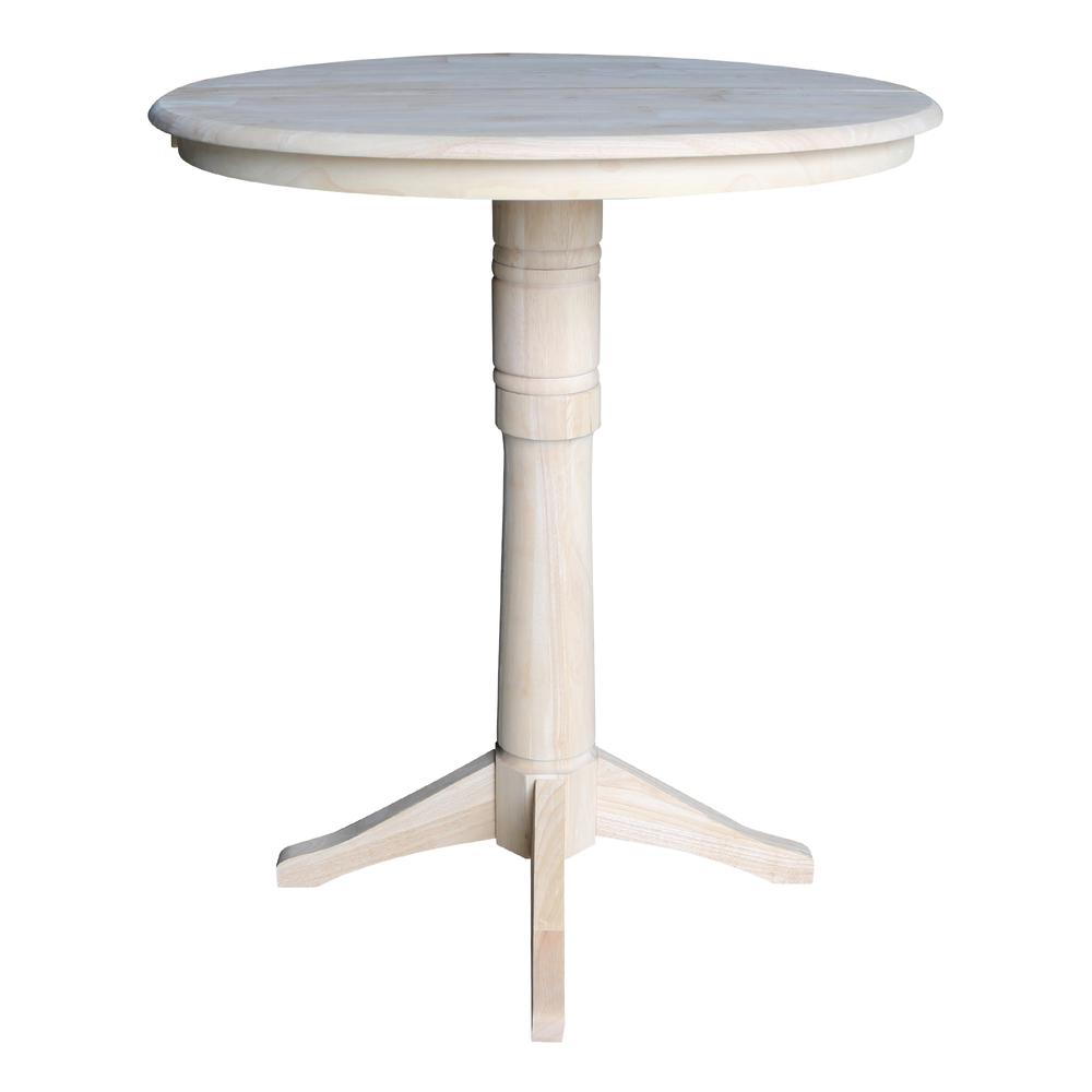 36" Round Top Pedestal Table With 12" Leaf - 28.9"H - Dining Height, Unfinished