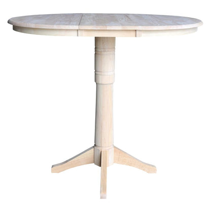 36" Round Top Pedestal Table With 12" Leaf - 28.9"H - Dining Height, Unfinished