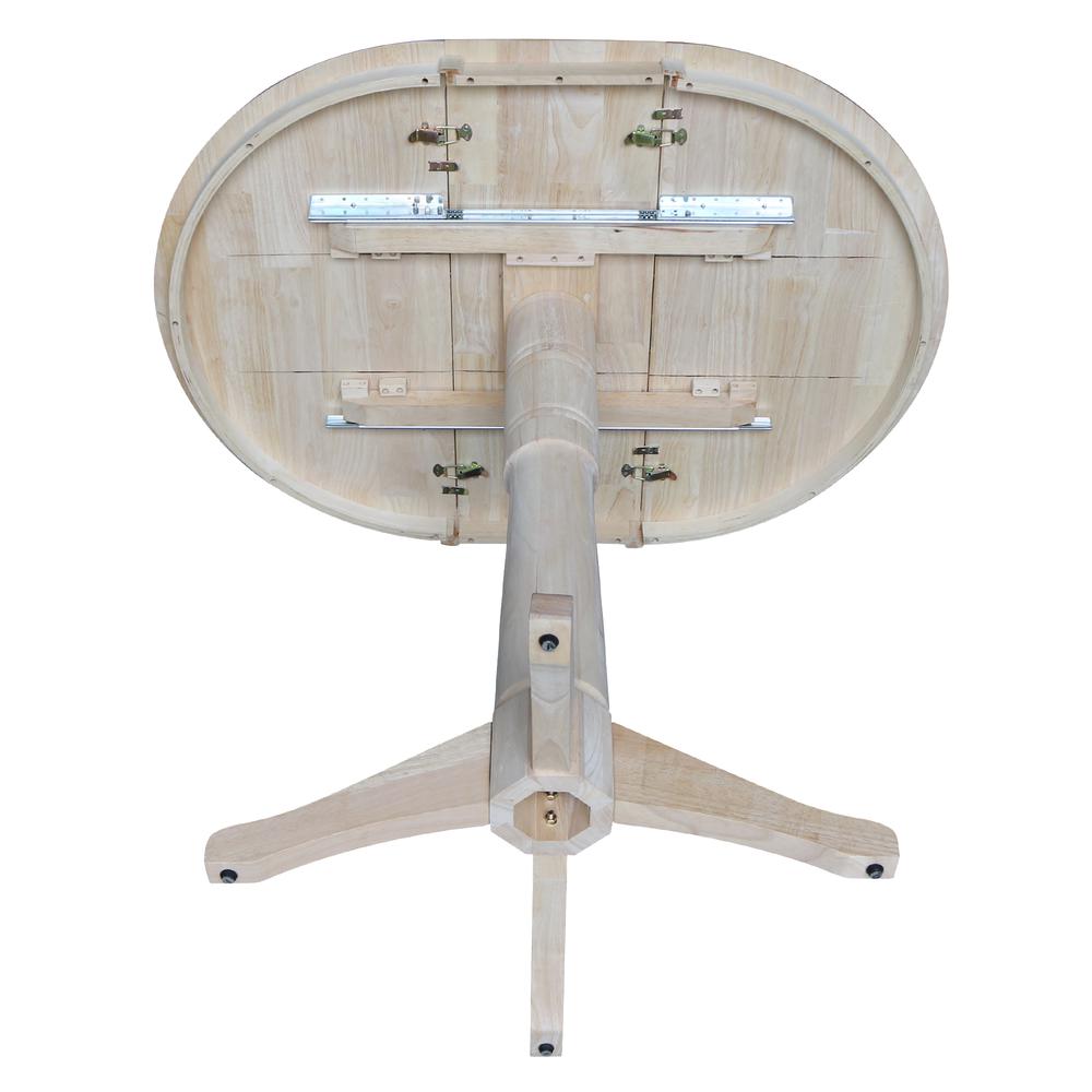 36" Round Top Pedestal Table With 12" Leaf - 28.9"H - Dining Height, Unfinished