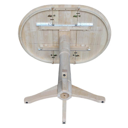 36" Round Top Pedestal Table With 12" Leaf - 28.9"H - Dining Height, Unfinished