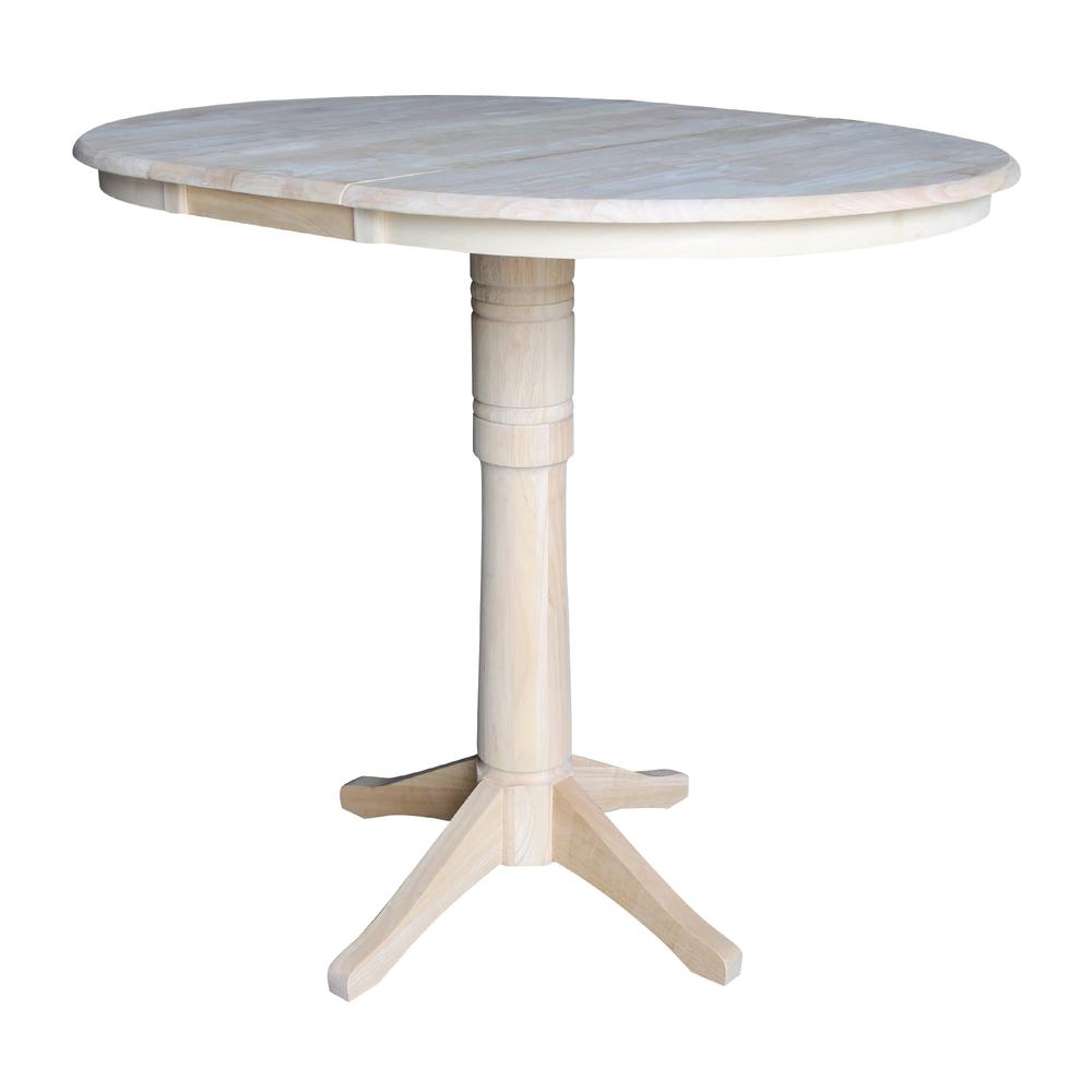 36" Round Top Pedestal Table With 12" Leaf - 28.9"H - Dining Height, Unfinished