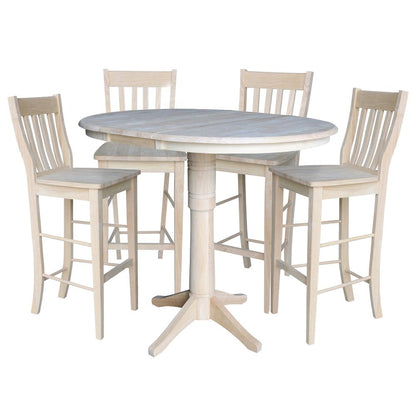 36" Round Top Pedestal Table With 12" Leaf - 28.9"H - Dining Height, Unfinished