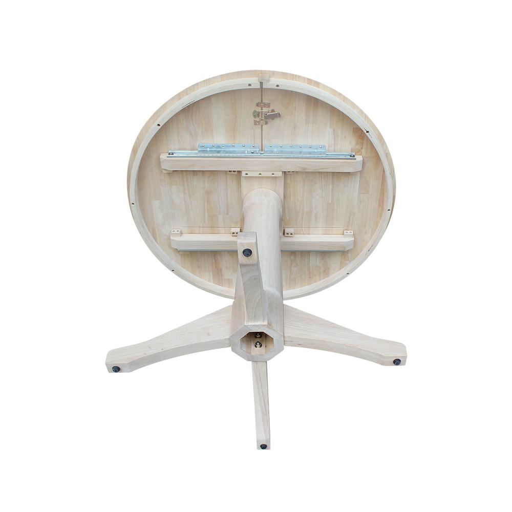 36" Round Top Pedestal Table With 12" Leaf - 28.9"H - Dining Height, Unfinished