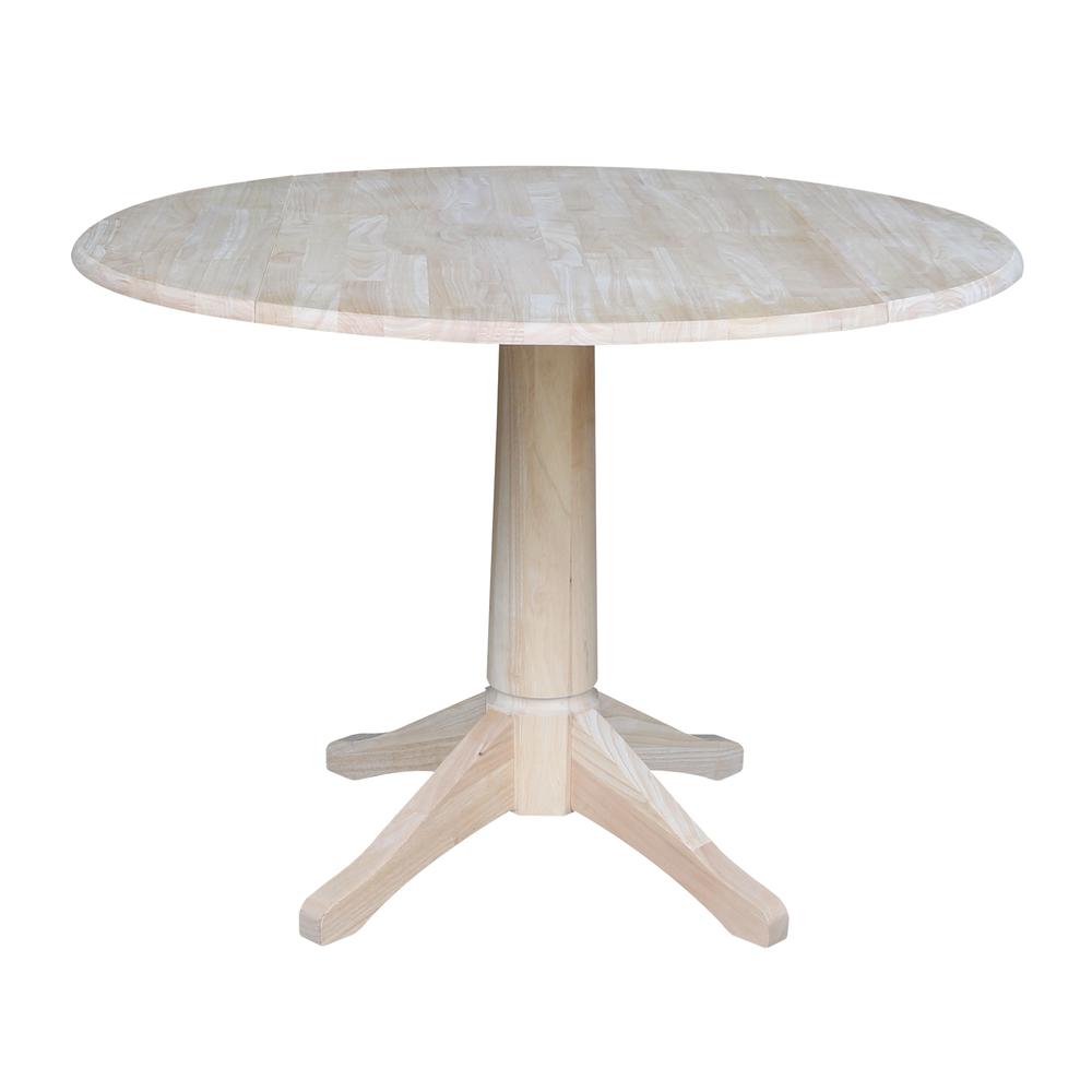 42" Round Top Pedestal Table with Two Chairs, Unfinished, Ready to finish