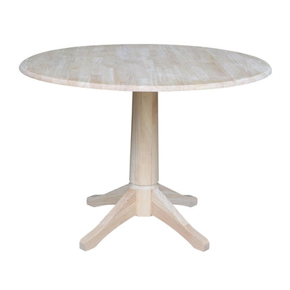42" Round Top Pedestal Table with Two Chairs, Unfinished, Ready to finish