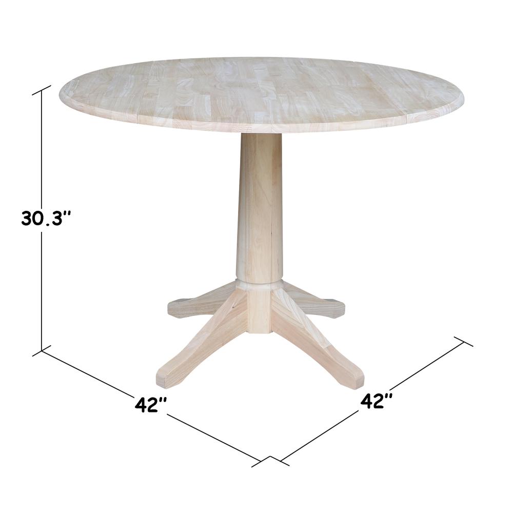 42" Round Top Pedestal Table with Two Chairs, Unfinished, Ready to finish