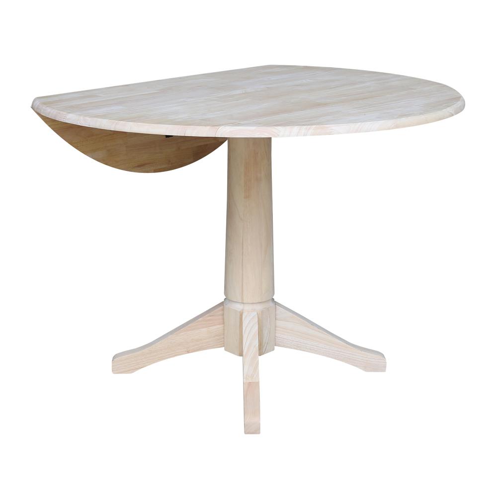 42" Round Top Pedestal Table with Two Chairs, Unfinished, Ready to finish
