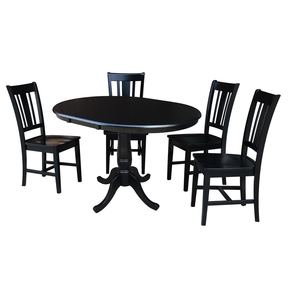 36" Round Extension Dining Table With 2 San Remo Chairs, Black
