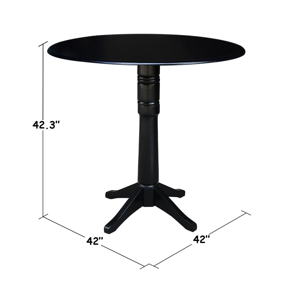 42" Round Dual Drop Leaf Pedestal Table,  36.3"H