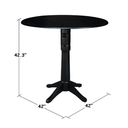 42" Round Dual Drop Leaf Pedestal Table,  36.3"H