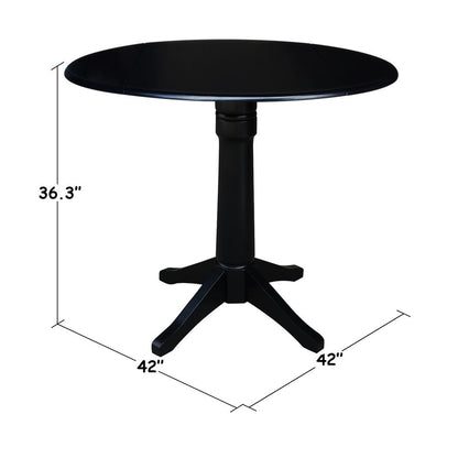 42" Round Dual Drop Leaf Pedestal Table,  36.3"H