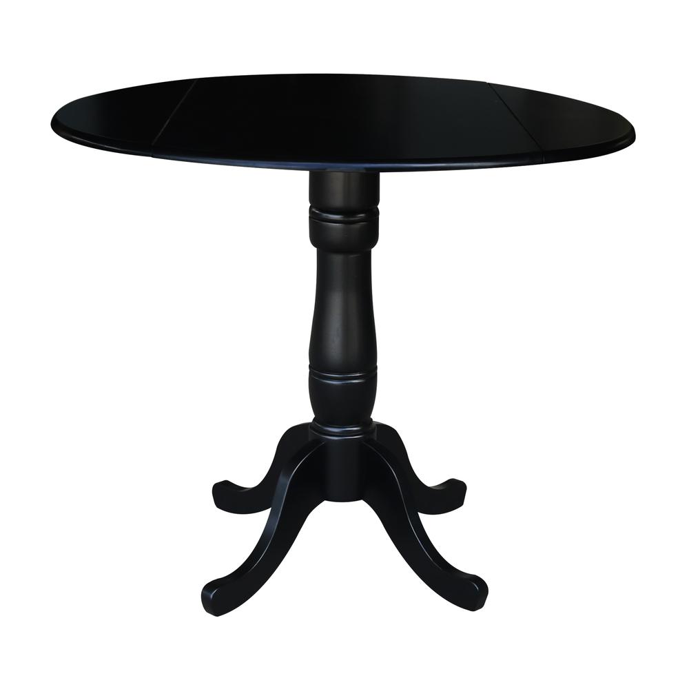 42" Round Dual Drop Leaf Pedestal Table,  35.5"H