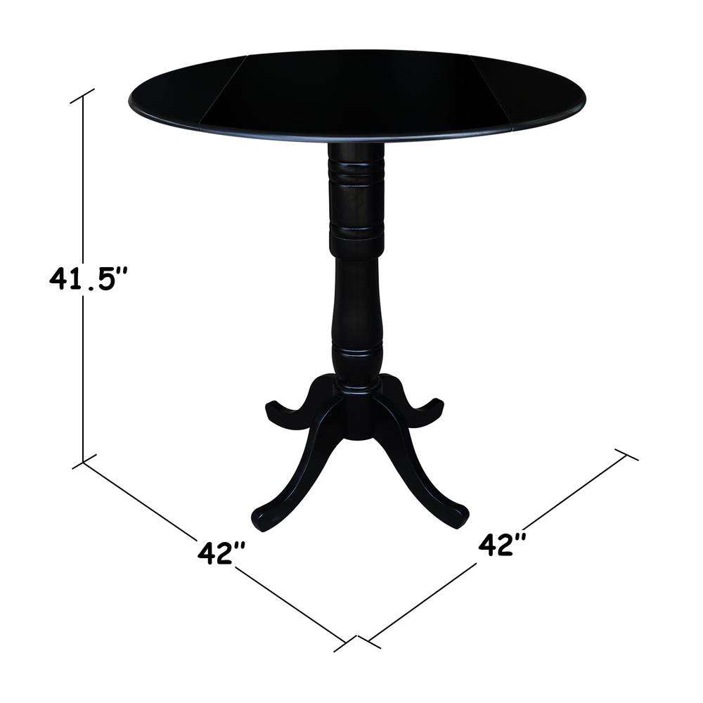 42" Round Dual Drop Leaf Pedestal Table,  35.5"H