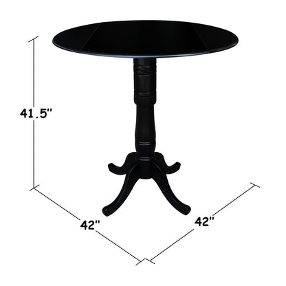 42" Round Dual Drop Leaf Pedestal Table,  35.5"H