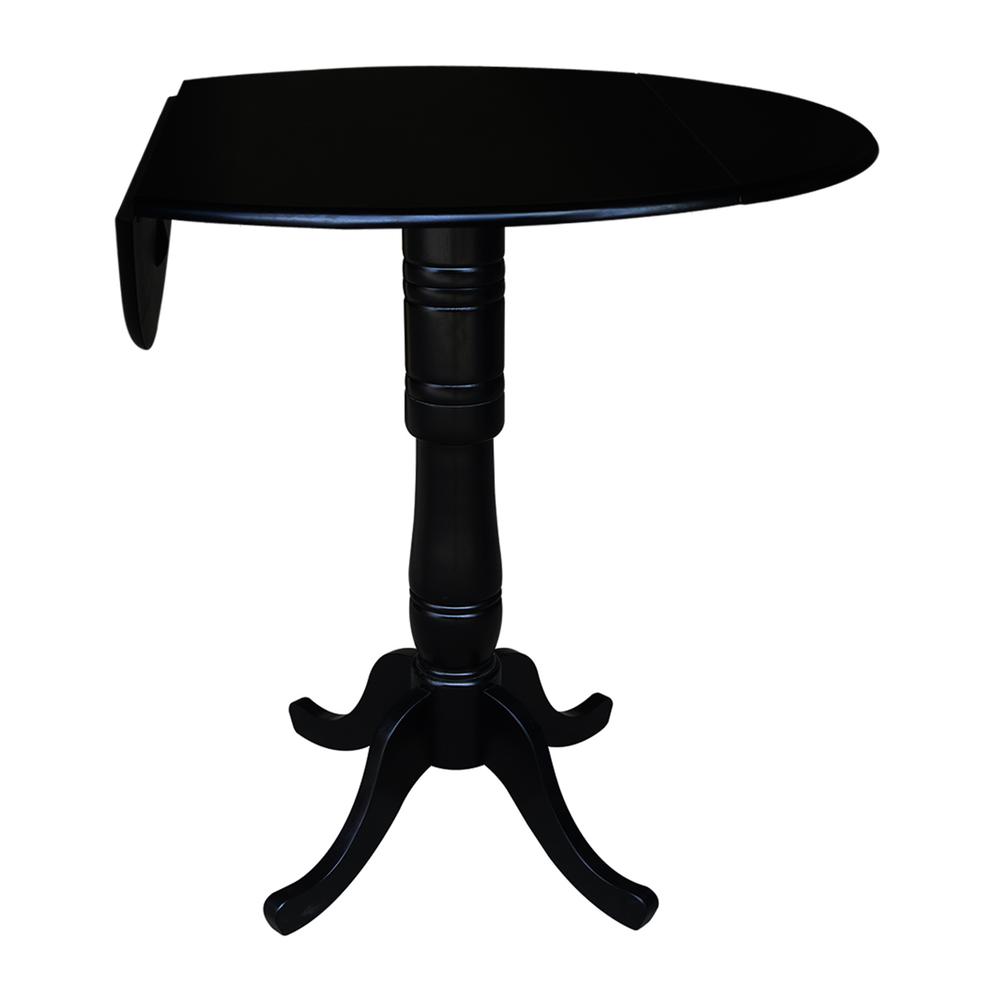 42" Round Dual Drop Leaf Pedestal Table,  35.5"H