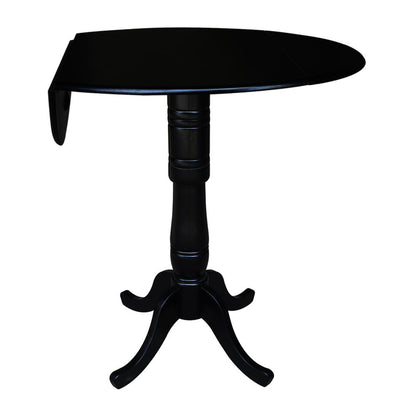 42" Round Dual Drop Leaf Pedestal Table,  35.5"H