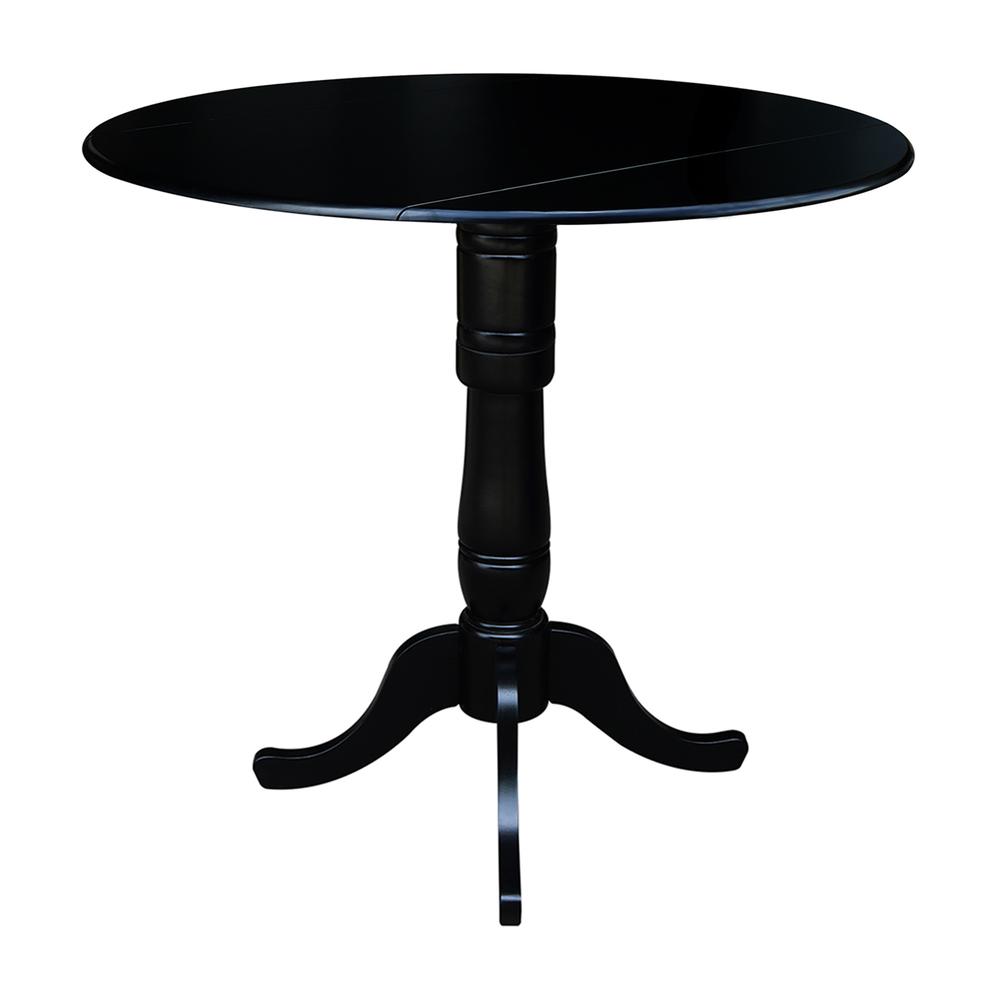 42" Round Dual Drop Leaf Pedestal Table,  35.5"H