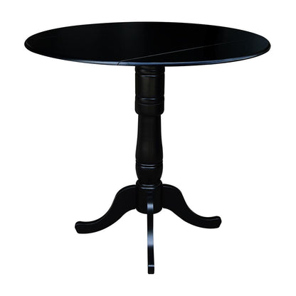 42" Round Dual Drop Leaf Pedestal Table,  35.5"H