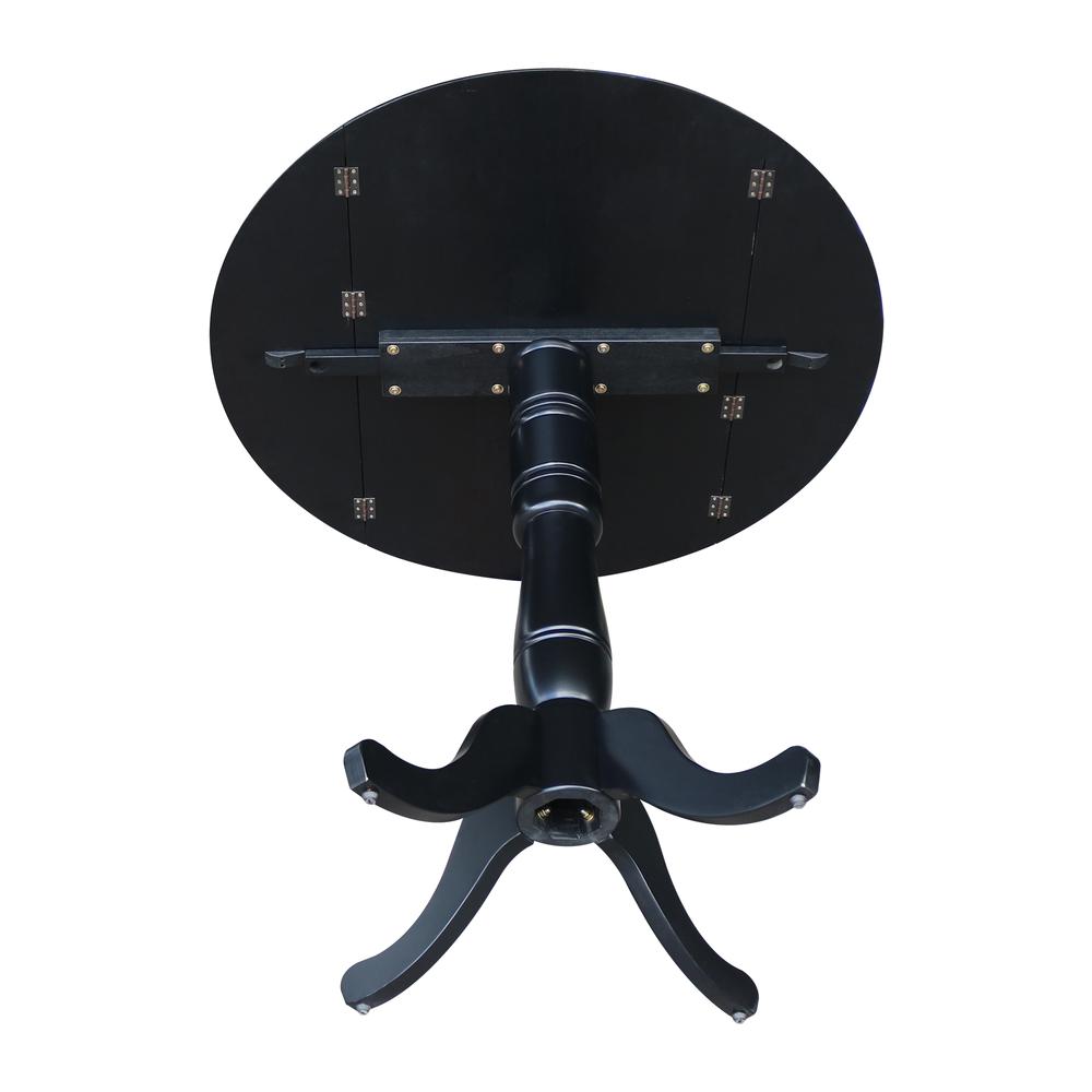 42" Round Dual Drop Leaf Pedestal Table,  35.5"H