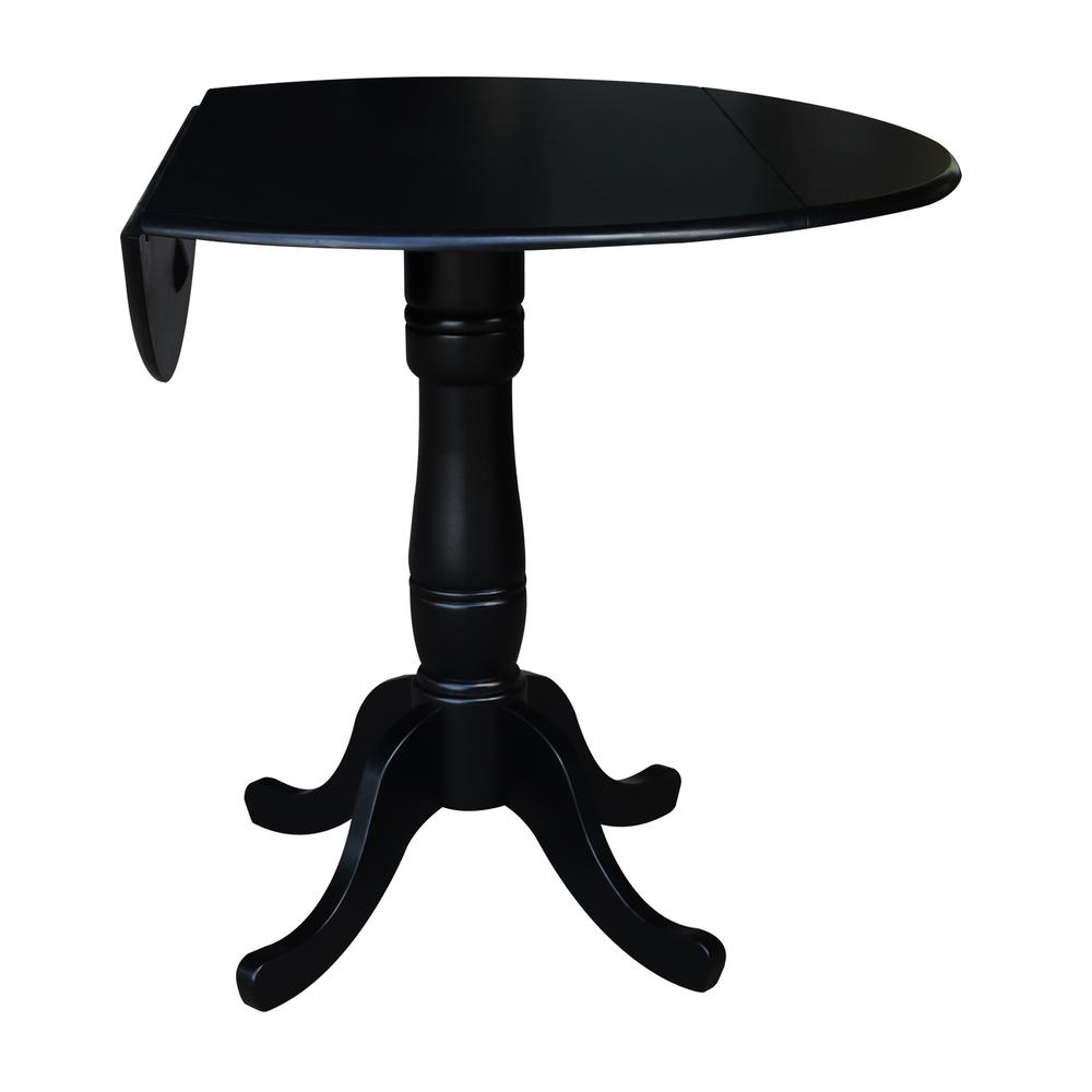 42" Round Dual Drop Leaf Pedestal Table,  35.5"H