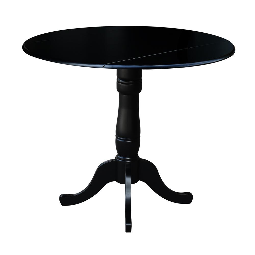 42" Round Dual Drop Leaf Pedestal Table,  35.5"H