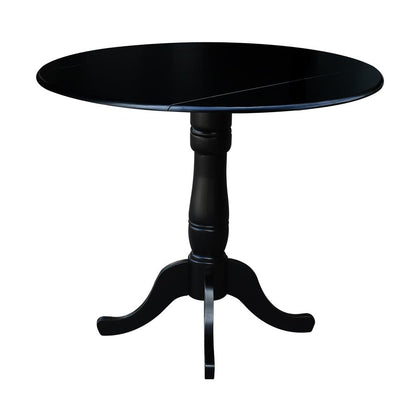 42" Round Dual Drop Leaf Pedestal Table,  35.5"H